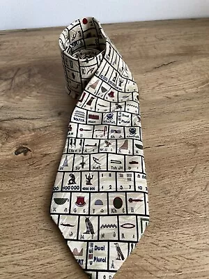 Museum Artifacts Egyptian Hieroglyphs Print Handmade Silk Tie • £19.99