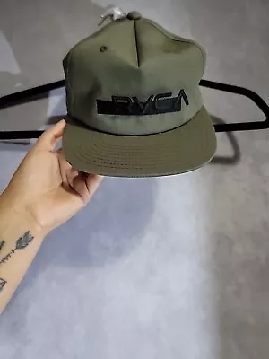 RVCA Men's Snapback Hat Olive Green Embroidered Logo Cotton Blend Adjustable • $9