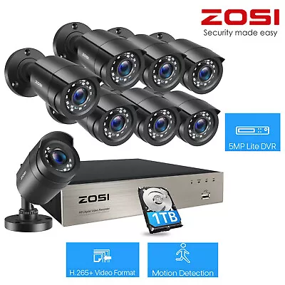 ZOSI 8CH H.265+ CCTV Security Camera System 1080P HD DVR 2.0MP Home IR Night 1TB • $89.99