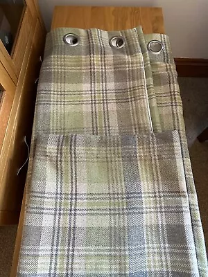 Dunelm Highland Check Sage & Grey Tartan Eyelet Curtains 168 X 182 - Finley • £25