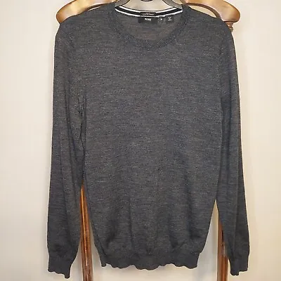 Hugo Boss Men's Sweater Medium Slim Fit Extra Fine Merino Wool Charcoal Gray • $24.99