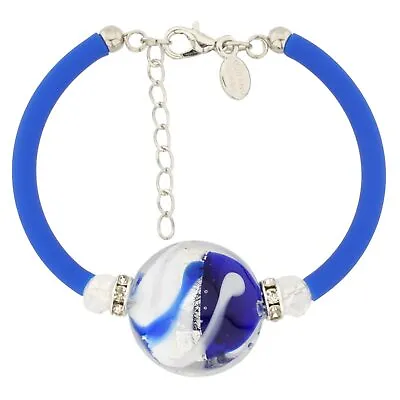 GlassOfVenice Murano Glass Venice Diva Bracelet - White And Blue • $52.95