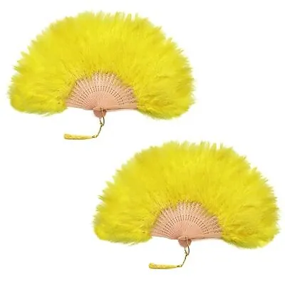 2 Pcs Marabou Feather Fan 1920s Vintage Style Flapper Folding Handheld Fan For C • $24.26