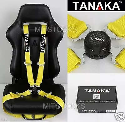 Tanaka Universal Yellow 4 Point Camlock Quick Release Racing Seat Belt Harness • $51.57