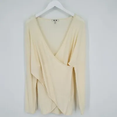 Three Dots Ribbed Crossover Sweater Cream Women’s Size M • $34.99