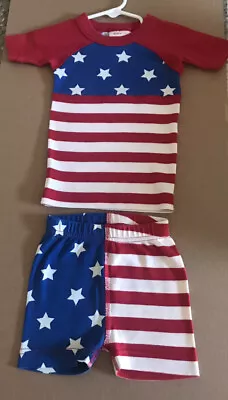 Hanna Andersson Patriotic Pajamas Stars & Stripes  2 Pc Set Size 2T  80/85 Eu • $11