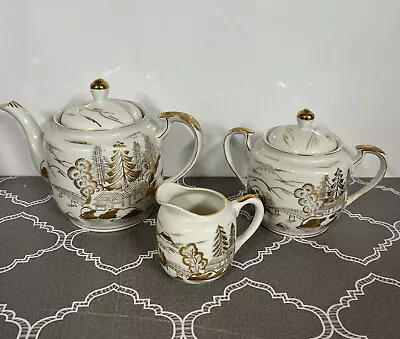 £29.99 • Buy Hayasi China Porcelain Gold Countryside Tea Set Used VGC Round Tea Pot