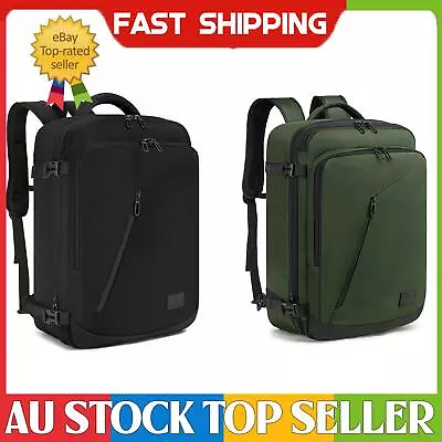 Versatile 40L Expandable Travel Backpack - Flight Approved - Black/Green  • $17.99