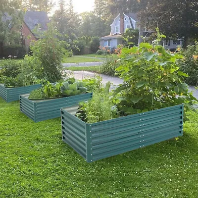 Metal Garden Raised Bed Vegetable Herbs Planter Box Outdoor Flower Grow Trough • £11.95