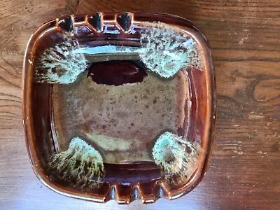 £3.50 • Buy Vintage Ashtray Brown And Green Glaze Large Size