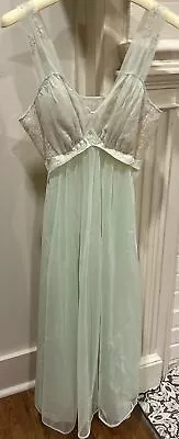 Vintage 50s 60s Vanity Fair Lace Nylon Nightgown Mint Green Pinup 34 • $15