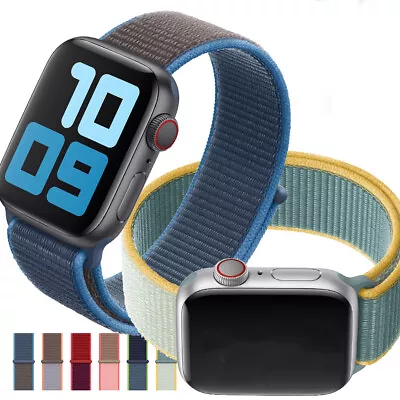 Strap ForApple Watch Nylon Sport Loop Woven Band Series 8 7 3 4 5 SE 38 44 45mm • £3.97