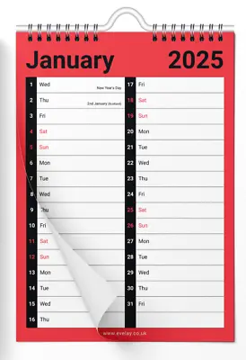 2025 A4 Month To View Wall Planner Family Office Organiser Calendar UK Holidays • £3.99