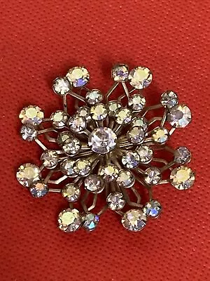 BROOCH Bouquet Satelite Borealis Gold Tone 3” Vtg Wedding Bouquet Antq Rhineston • $8.50