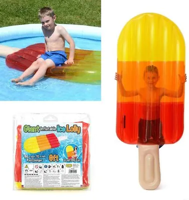 LARGE INFLATABLE ICE LOLLY Giant Swimming Pool Sun Beach Lilo Lounger Air Bed UK • £12.99