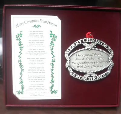 MERRY CHRISTMAS FROM HEAVEN PEWTER ORNAMENT (John Wm Mooney Jr 1990) Complete • $19.99