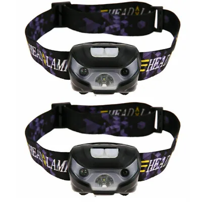 2x Rechargeable LED Head Torch Headlight Lamp CE Camping Induction Headlamp USB • $20.98