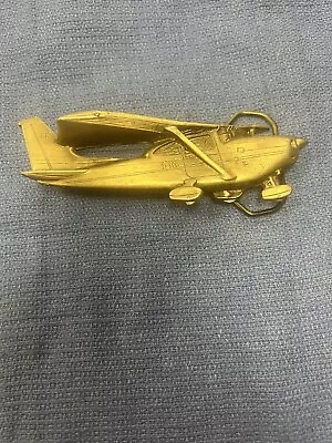 Vintage 1980 Brass Plane J-718 Belt Buckle The Great American Buckle Co Chicago • $29