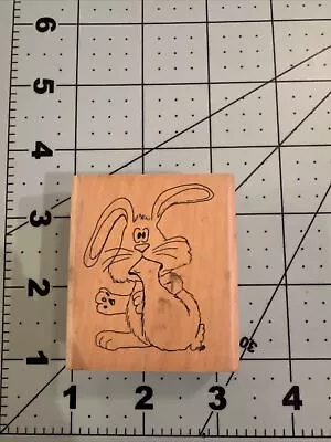 Vintage Wooden Rubber Stamp Rabbit Foot In Mouth Bunny Foot In Mouth Funny • $7.99