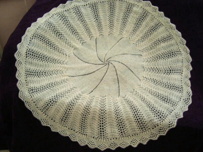 £26 • Buy Baby Shawl Hand Knitted Cream Circular In Baby Soft Acrylic