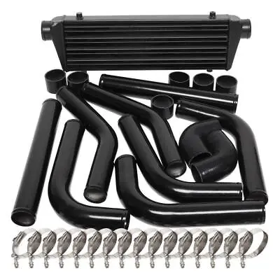 Universal Turbo 28  Intercooler 2.5  8Pcs Aluminum Piping Kit BLACK NEW • $128.39