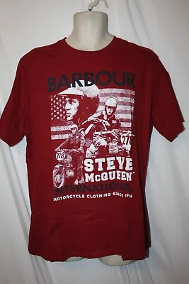 Mens Barbour Steve Mcqueen T-shirt XL Nwt Motorcycle Dark Red • $24.95