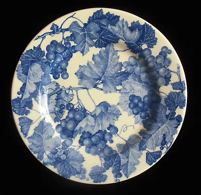 La Primula Italy Blue Transfer Design Blue Grapes And Leaves 8  Salad Plate • $8.95