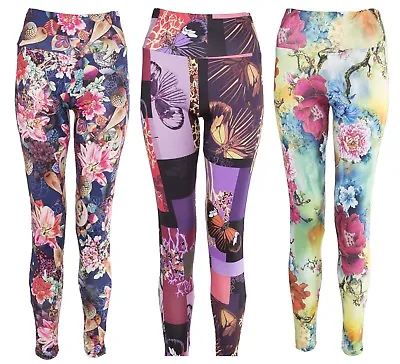 £4.99 • Buy Women Stretchy Floral Printed Leggings Ladies Slim Colored High Quality Trousers