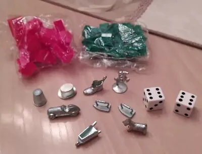 Vintage Monopoly Game Pieces Dice Hotels Houses Car Shoe Iron Horse Huge Lot • $4.95