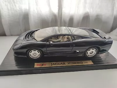 Maisto Jaguar XJ220 1:18 Scale 1992 Diecast Model Metallic Blue Black Plinth • £15