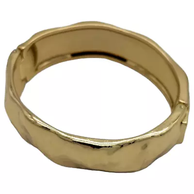 J. Crew Textured Gold Tone Hinged Snap Bangle Bracelet • $18.95