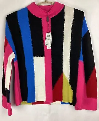 MARC CAIN Womens Sweater Size N3/M Alpaca Virgin Wool Acrylic Striped New • $50