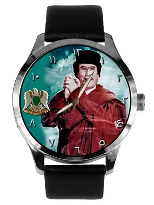 Gaddafi Anti-usa Clenched Fist Libyan Coat Of Arms Islamic Green Collector Watch • $131.24