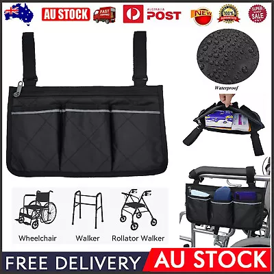 Multi Pocket Wheelchair Armrest Side Bag Wheelchair Storage Organizer Waterproof • $13.89