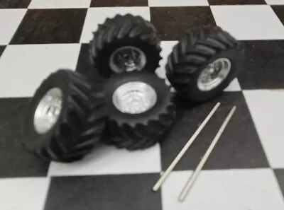 $7.99 • Buy Custom Builds Wheels Tires1/64 4x4 Truck Mud  Axels Greenlight Monster Chrome