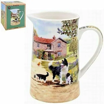 £6.99 • Buy China Milk Jug Border Collie Dog & Sheep Farmyard H:15cm Ceramic Pottery Cream