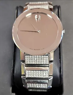 Movado Men's Sapphire Mirror Watch SS Band W/ 242 Diamonds - Approx. 3ctw! • $3499.99