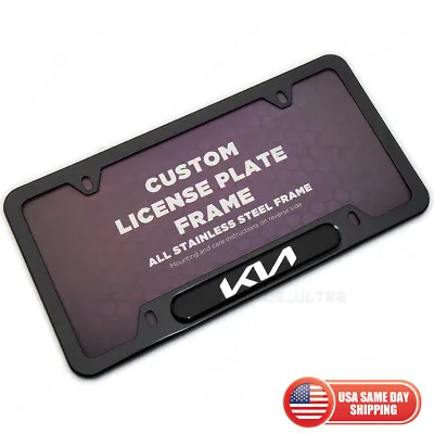 For New KIA Front Or Rear Car License Plate Frame Cover Stainless Steel Black • $19.99