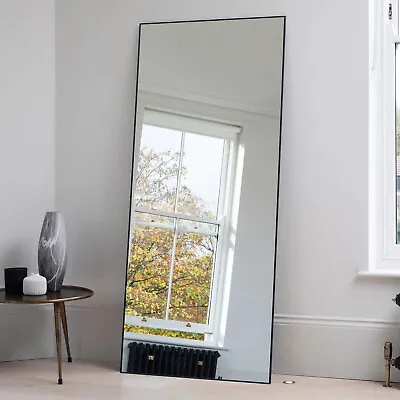 Frinton Large Black Sleek Metal Frame Modern Leaner Wall Floor Mirror 180 X 80cm • £134.10