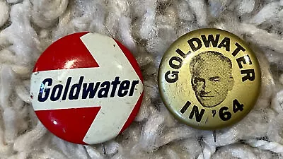 2 Goldwater In '64 Presidential Campaign Political Pinback Button Pin Vintage • $8.99
