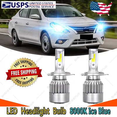 For Nissan Versa 2007-2019 - 8000K H4 9003 LED Headlight Bulbs High/Low Beam C6L • $18.74