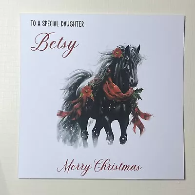 PERSONALISED Christmas Card HORSE Equestrian Girls • £3.75