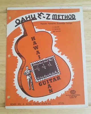 Vtg Sheet Music OAHU E-Z METHOD Hawaiian Guitar SEND ME A ROSE FROM HAWAII 37EZ • $6.99