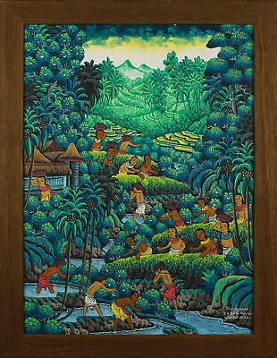 Balinese Traditional Landscape Painting Signed By Nyoman Mawa- Ubud • $320