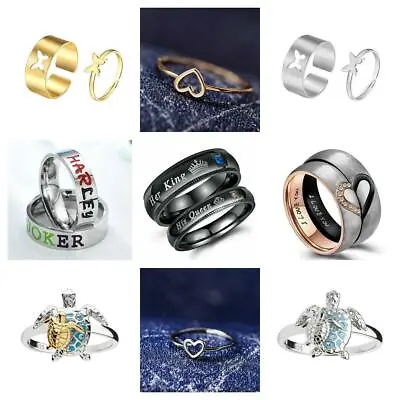 Heart Couples Matching Ring Women Girl Promise Bridal Engagement Statement Rings • $1.89