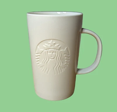 $11.45 • Buy Starbucks White Cream Embossed Tall Coffee Mug 12 Oz Mermaid 2014 Collector
