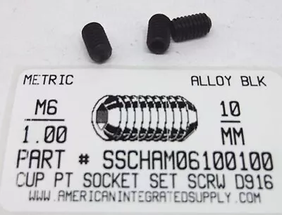 M6-1.00x10mm Hex Socket Set Screws Cup Point Alloy Steel Black (25) • $10.50