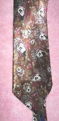 Disney Mickey Mouse Satin Paisley Novelty Tie Brown Gold • $12.99