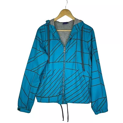 Vurt Mens Jacket Full Zip Lightweight Jersey Lined Windbreaker Sz S Blue Stripe • $9.99