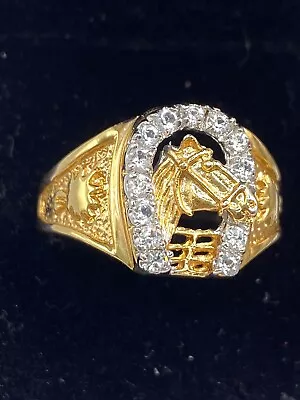 The Derby: Vintage Luxury Men's Horse Shoe Shaped 18k Gold Filled RING Sz 12.5 • $55